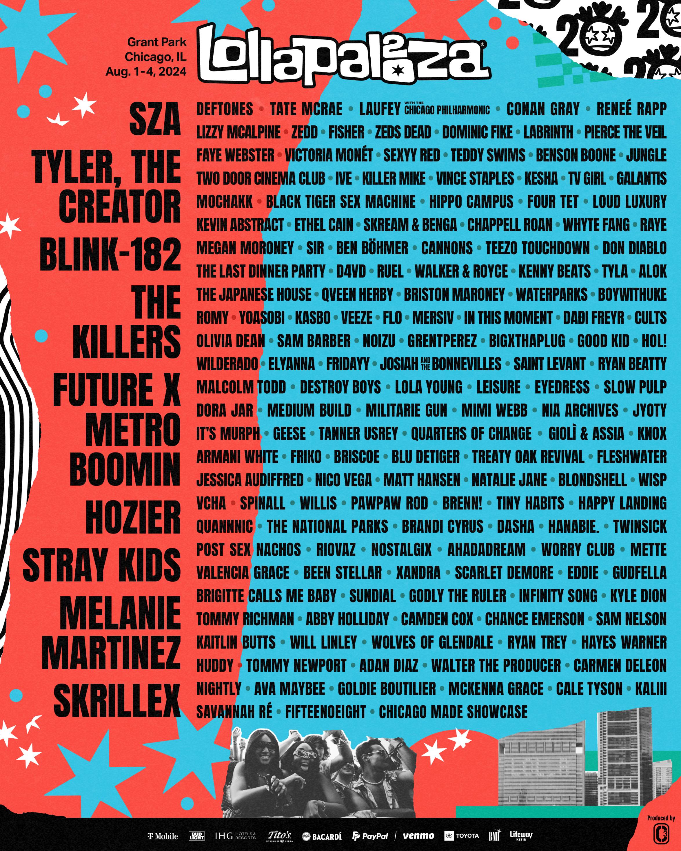 Lollapalooza 2024 line up poster. Credit: PRESS